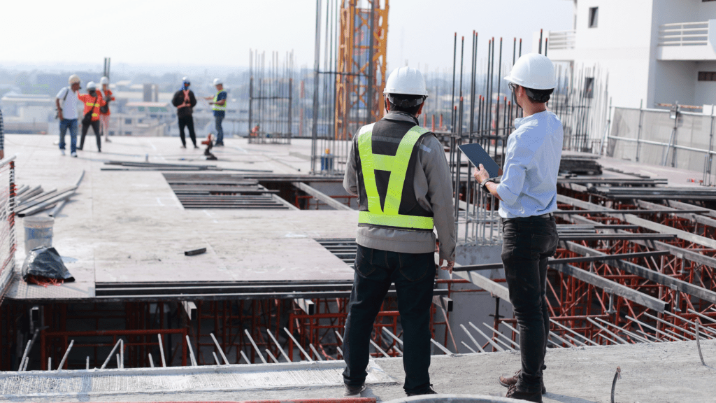  engineers working on construction project